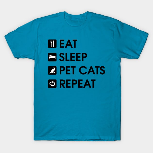 Eat Sleep Pet Cats Repeat - Cat Lover T-Shirt by fromherotozero